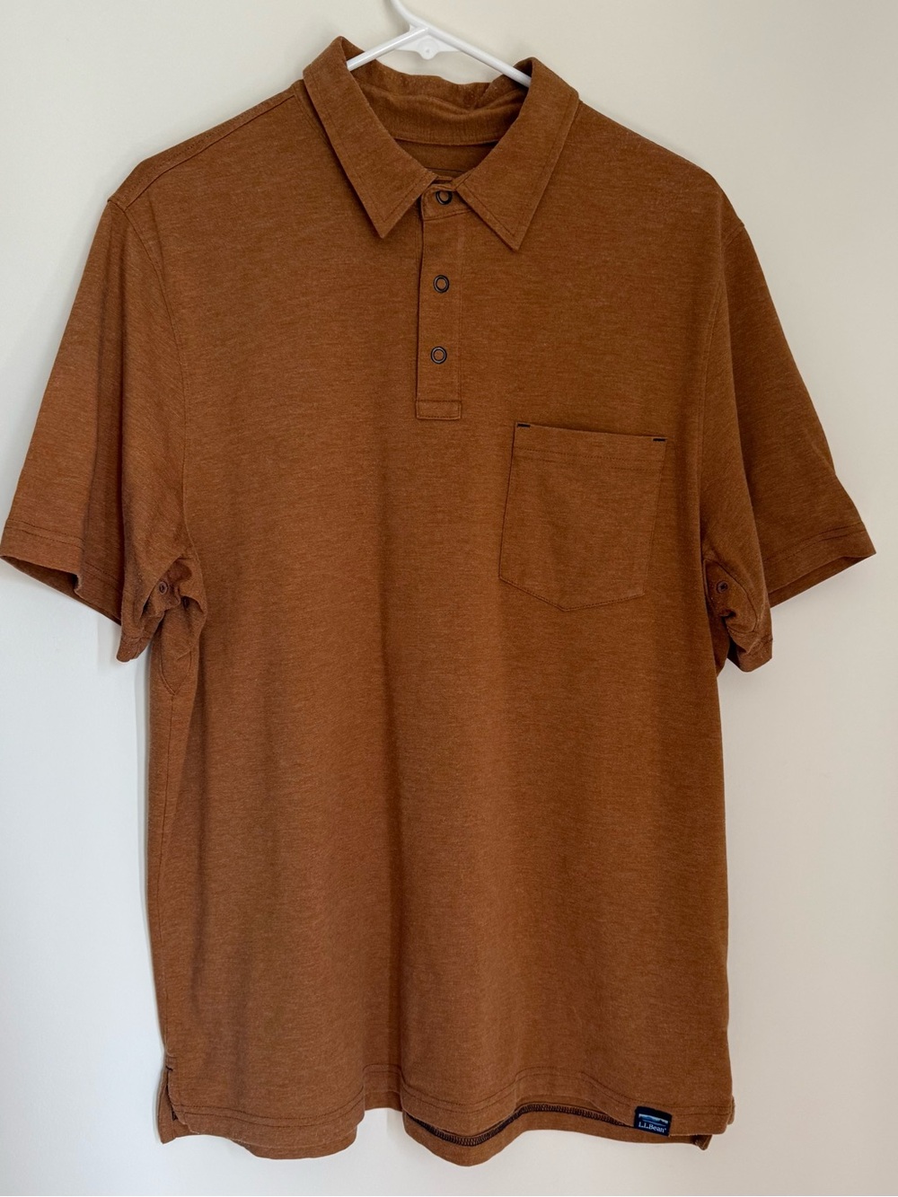 Men's Brown L.L. Bean Short-Sleeve Polo with Chest Pocket